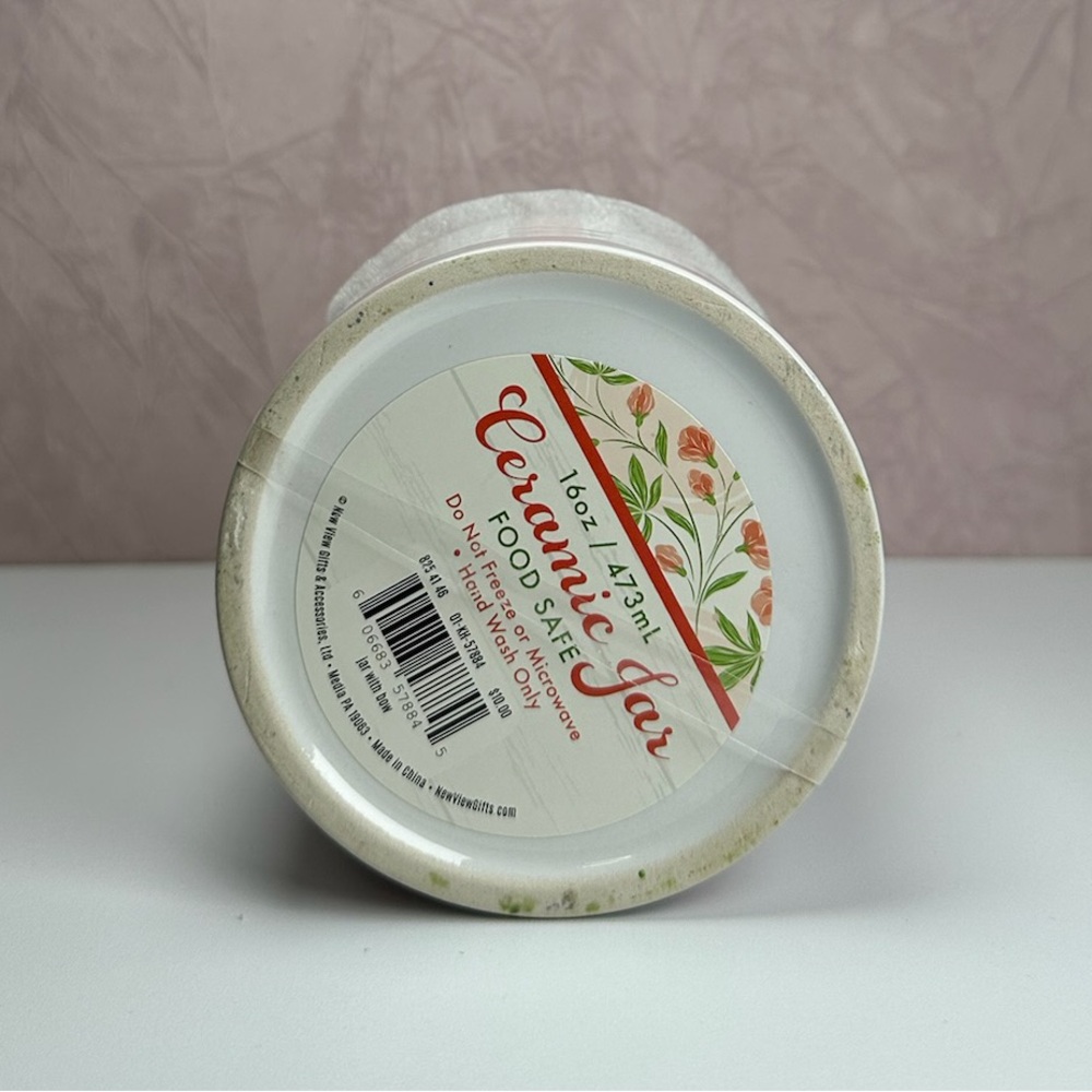 Striped Ceramic Jar with Pink Bow Lid - Picture 12 of 16